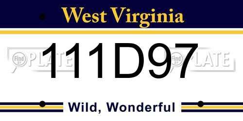 111D97 West Virginia License Plate