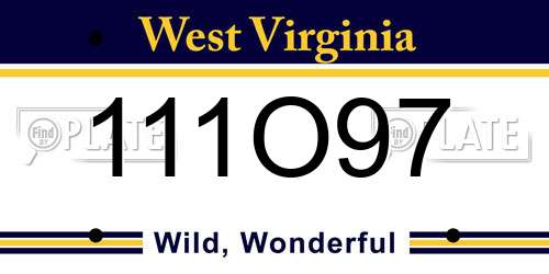 111O97 West Virginia License Plate