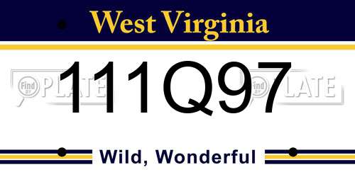 111Q97 West Virginia License Plate