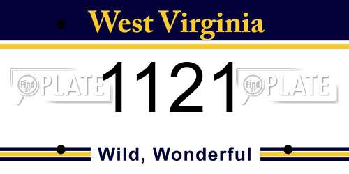 1121 West Virginia License Plate