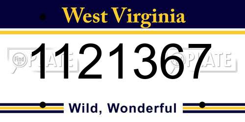 1121367 West Virginia License Plate