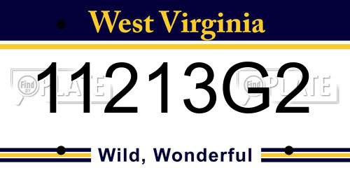 11213G2 West Virginia License Plate