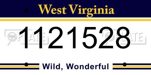 1121528 West Virginia License Plate