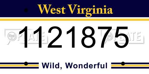 1121875 West Virginia License Plate