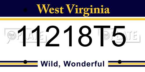 11218T5 West Virginia License Plate