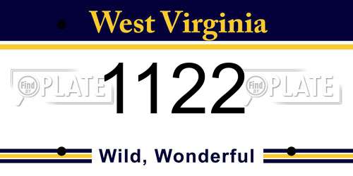 1122 West Virginia License Plate