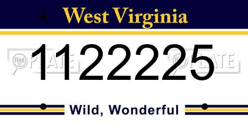 1122225 West Virginia License Plate
