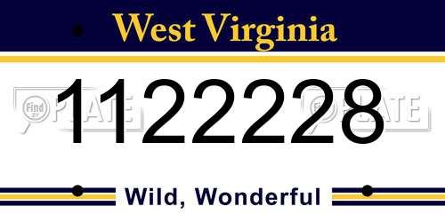 1122228 West Virginia License Plate