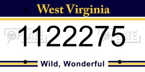 1122275 West Virginia License Plate