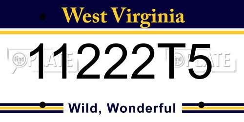 11222T5 West Virginia License Plate