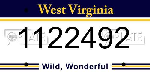 1122492 West Virginia License Plate