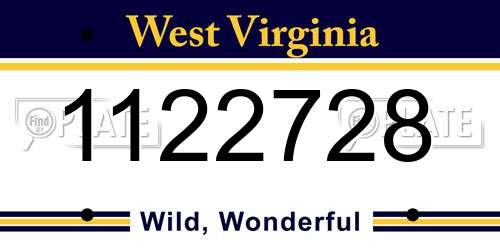 1122728 West Virginia License Plate