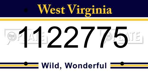 1122775 West Virginia License Plate
