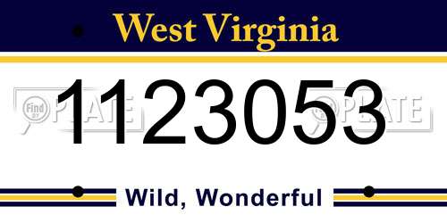 1123053 West Virginia License Plate