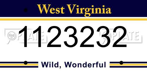 1123232 West Virginia License Plate