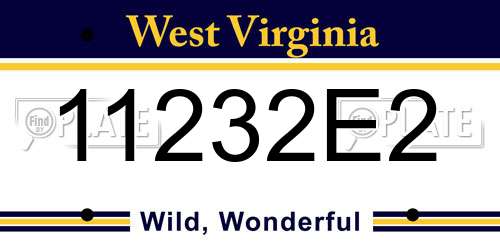 11232E2 West Virginia License Plate