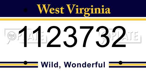 1123732 West Virginia License Plate