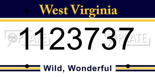 1123737 West Virginia License Plate