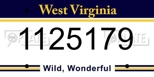1125179 West Virginia License Plate