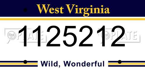 1125212 West Virginia License Plate