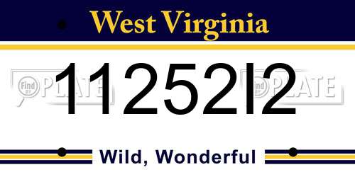 11252I2 West Virginia License Plate
