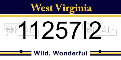 11257I2 West Virginia License Plate