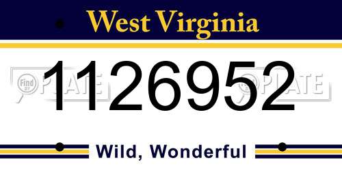 1126952 West Virginia License Plate