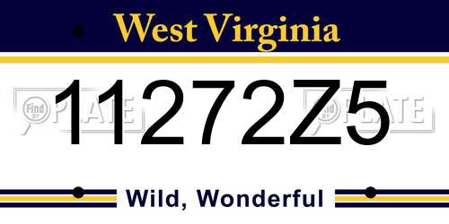 11272Z5 West Virginia License Plate