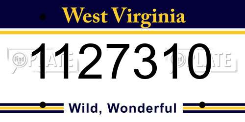 1127310 West Virginia License Plate