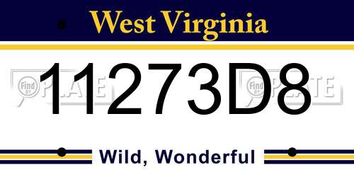 11273D8 West Virginia License Plate