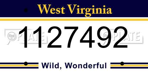 1127492 West Virginia License Plate