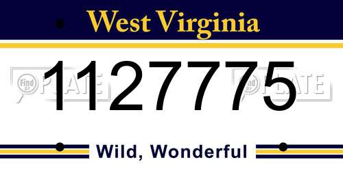 1127775 West Virginia License Plate