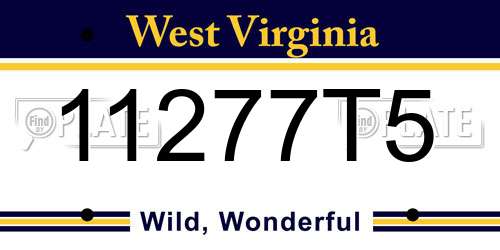 11277T5 West Virginia License Plate