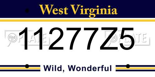 11277Z5 West Virginia License Plate