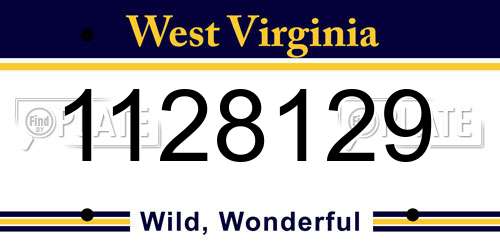 1128129 West Virginia License Plate