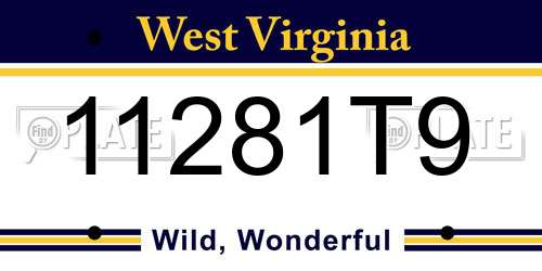 11281T9 West Virginia License Plate