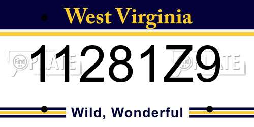 11281Z9 West Virginia License Plate