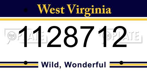1128712 West Virginia License Plate