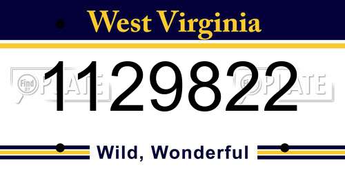 1129822 West Virginia License Plate