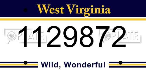 1129872 West Virginia License Plate