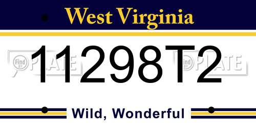 11298T2 West Virginia License Plate