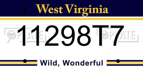 11298T7 West Virginia License Plate