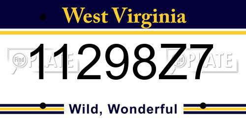 11298Z7 West Virginia License Plate