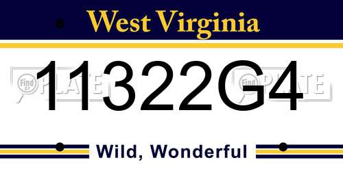 11322G4 West Virginia License Plate