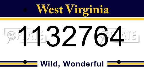 1132764 West Virginia License Plate