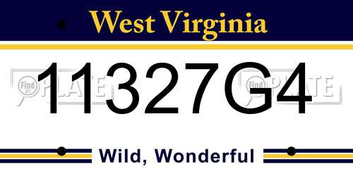 11327G4 West Virginia License Plate