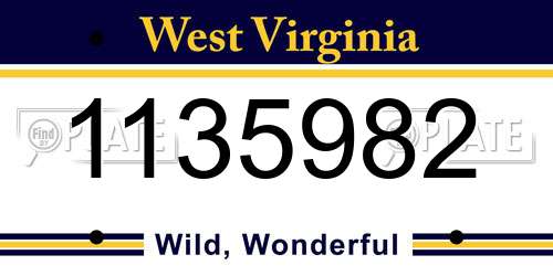 1135982 West Virginia License Plate