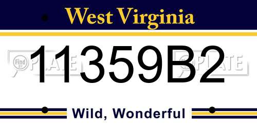 11359B2 West Virginia License Plate