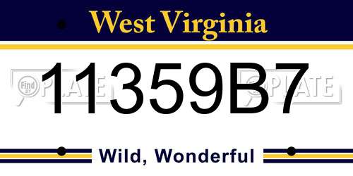 11359B7 West Virginia License Plate