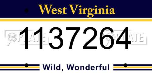 1137264 West Virginia License Plate